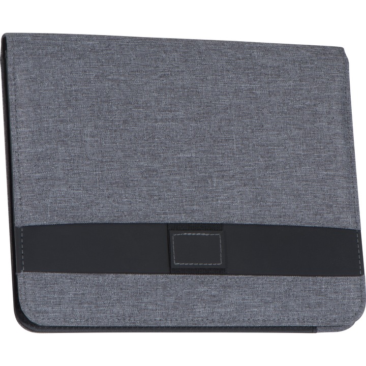 Dosar de conferinte Carvin A5 din poliester cu curea pentru stilou, 4 buzunare, compartiment pentru telefon mobil, blocnotes cu 60 de pagini, gri