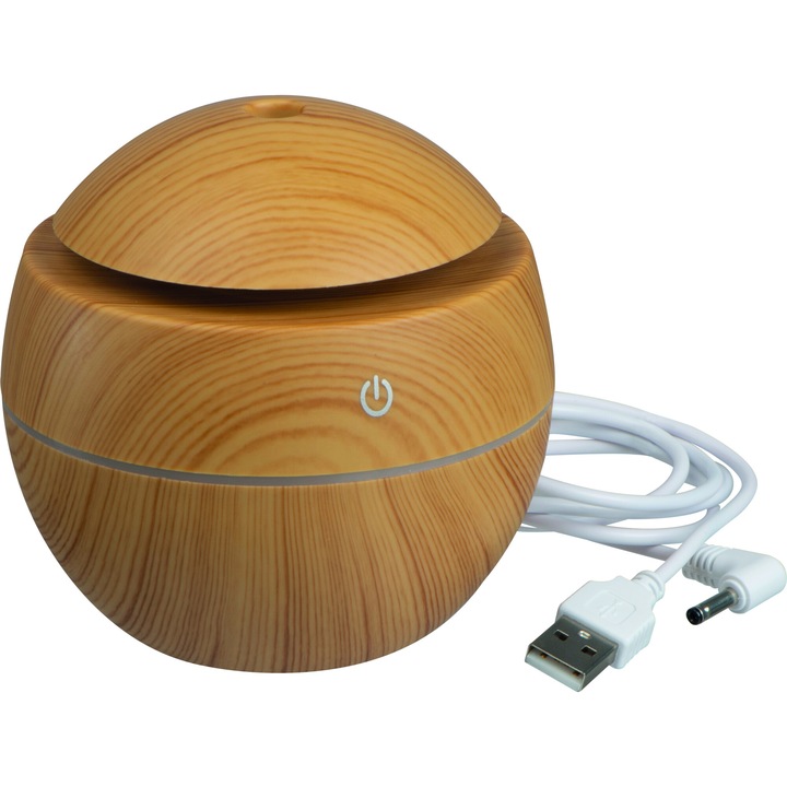 Umidificator si Difuzor de Ulei Esential eMazing, cu Flacara si Lumini de Veghe Ajustabile, Negru, Capacitate 180 ml