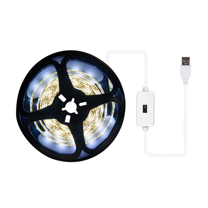 Banda LED cu Senzor de Miscare, Lumina Alba, 1m, USB, Multifunctional