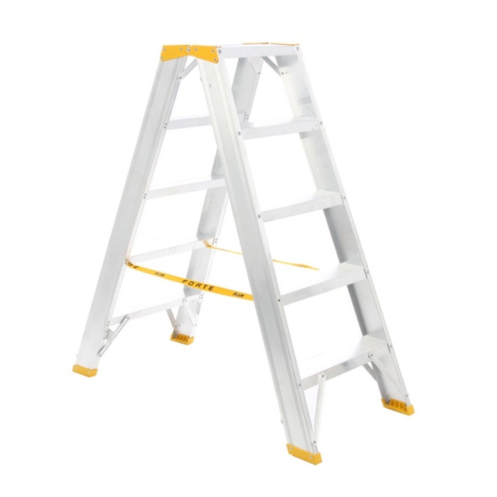 Scara aluminiu Forte, dubla, 2 x 5 trepte, inaltime de lucru 3 m, 150 kg