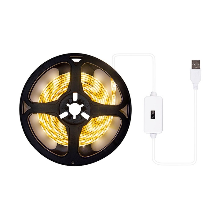 Banda LED cu Senzor de Miscare, Lumina Calda, 1m, USB, Multicolor