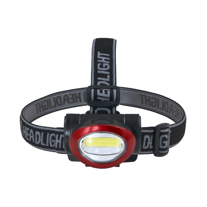 LED фар 3W COB, студено бял (6000K), батерия 3xAA