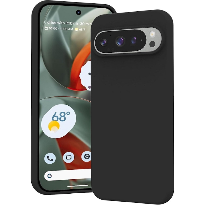 Google Pixel 9 / Pixel 9 Pro kompatibilis szilikon hátlaptok, matt, fekete