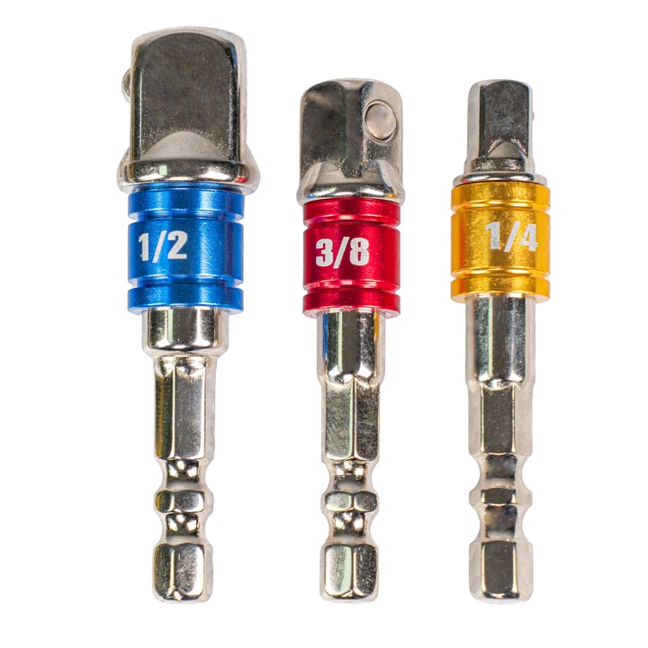 Dugókulcs adapter készlet, 1 / 2", 3 / 8", 1 / 4", 3 elem, Topmaster 330312
