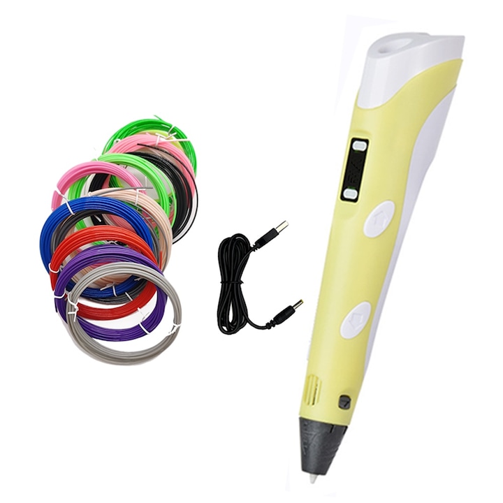 3D писалка с дисплей, 25 м PLA нишка, USB инструменти, подарък за Коледа/рожден ден „направи си сам“