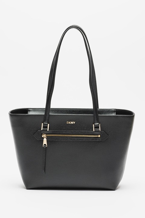 DKNY, Geanta shopper piele Bryant, Negru, 24x39x11