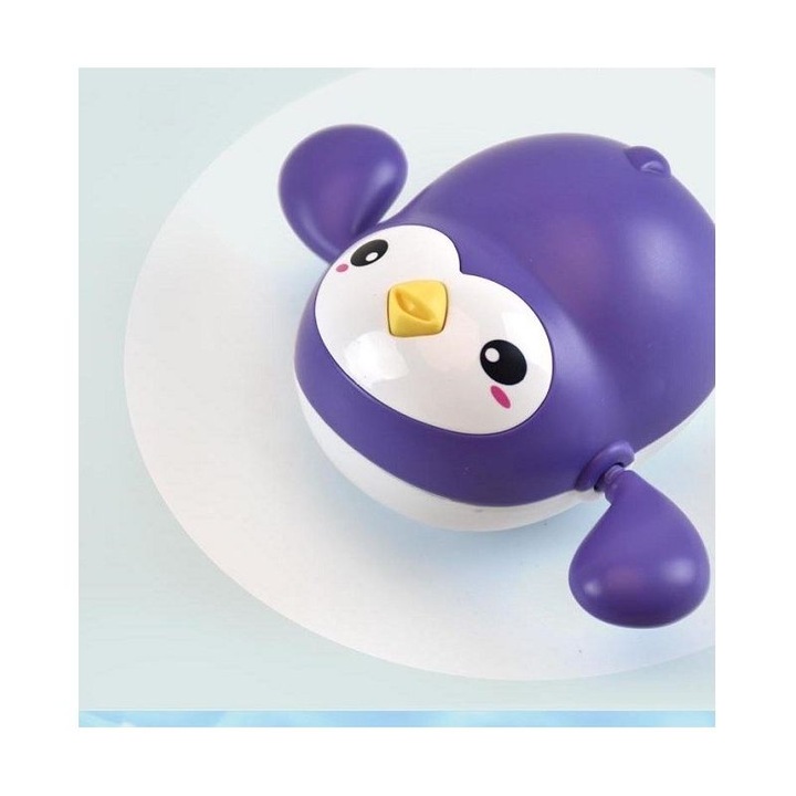 Interaktív fürdőjáték gyerekeknek, eMazing, pingvin alakú, lila színben