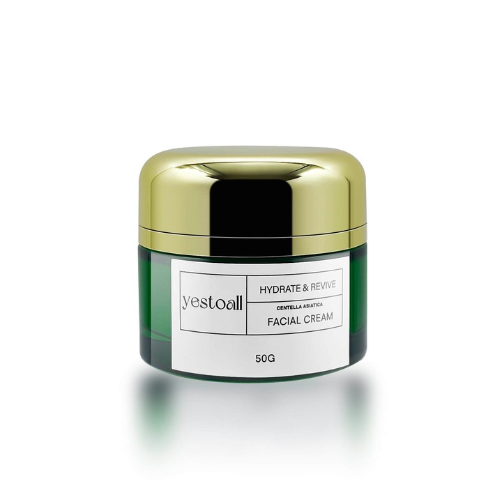Интензивен овлажняващ и възстановяващ крем с мадекасозид, центела азиатска, ектоин и алое вера, против бръчки и успокояващ, 50 мл, yestoall