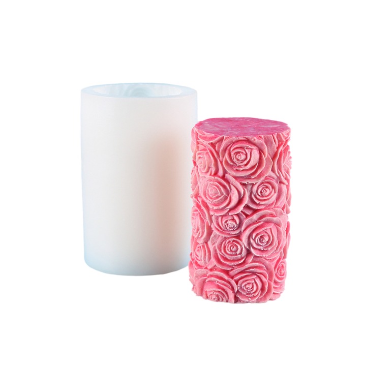 Matrita Silicon pentru lumanari decorative si sapun model floral in relief cu trandafiri