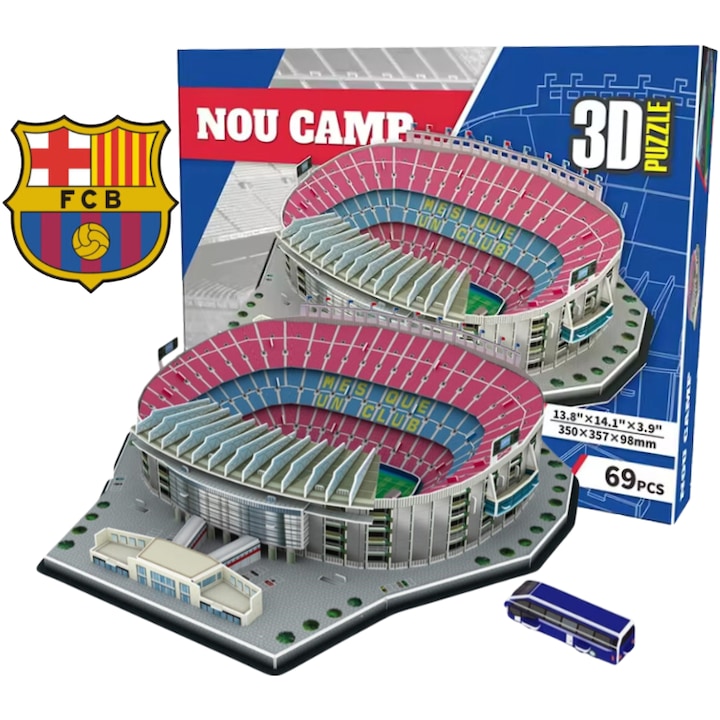 3D-s puzzle, amely a Real Madrid Camp Nou stadionját ábrázolja, 101 darab