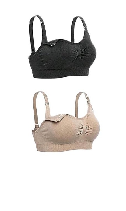 2 db szoptatós melltartó készlet, Nylon/spandex, fekete/bézs, Fekete/Bézs