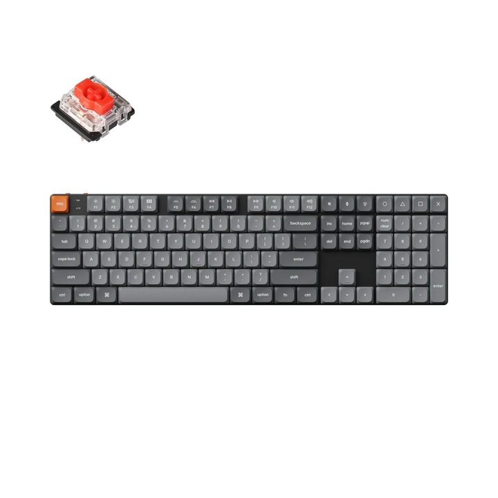 Механична клавиатура Keychron K5 Max QMK/VIA, RGB LED, Hot-Swappable, 2.4GHz, Безжична Bluetooth 5.1, USB-C, Low Profile Gateron, Червени суичове