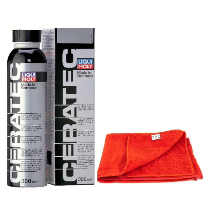 LIQUI MOLY CERA-TEC kopásgátló olajadalék készlet plusz szuper nedvszívó mikroszálas kendő