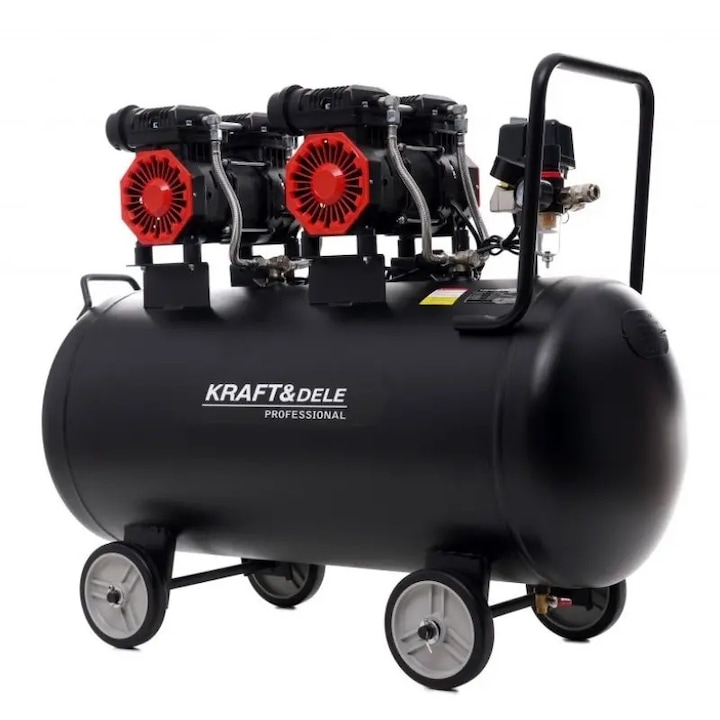 Безмаслен компресор, Kraft&Dele, KD1387, 100 л, 2 x 1500W, 290 л/мин