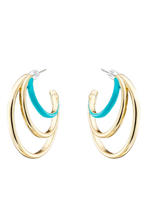 Loisir by Oxette, Cercei placati cu aur de 18K, Auriu, Turcoaz