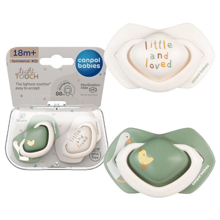Симетрична силиконова залъгалка Canpol Babies Light Touch Goose 18м+