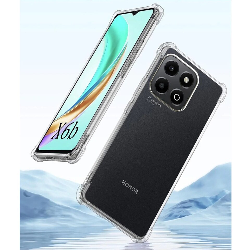 Husa pentru Honor X6b, SKYDDAR INNOVATION, Shockproof Clear din Silicon Slim, Transparenta, set cu sticker