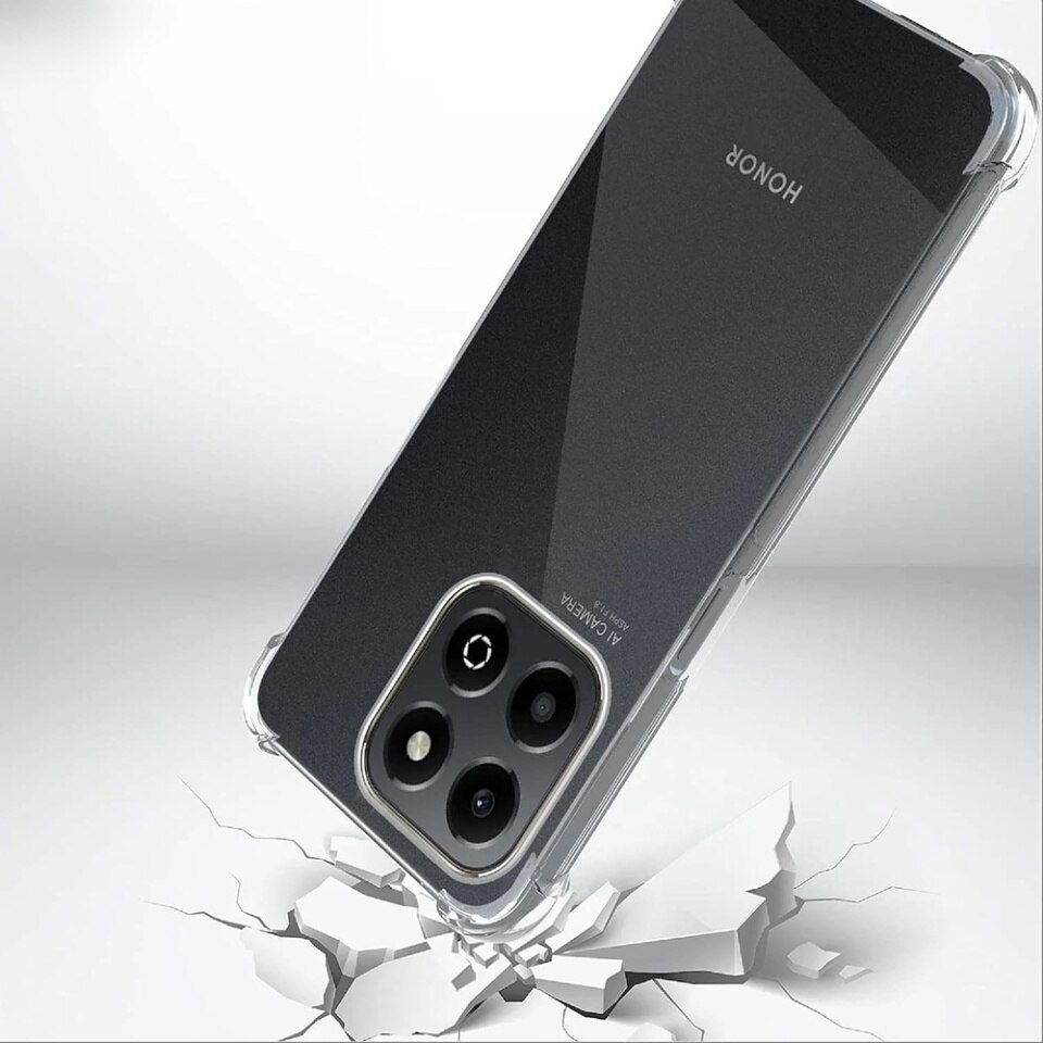 Husa pentru Honor X6b, SKYDDAR INNOVATION, Shockproof Clear din Silicon Slim, Transparenta, set cu sticker