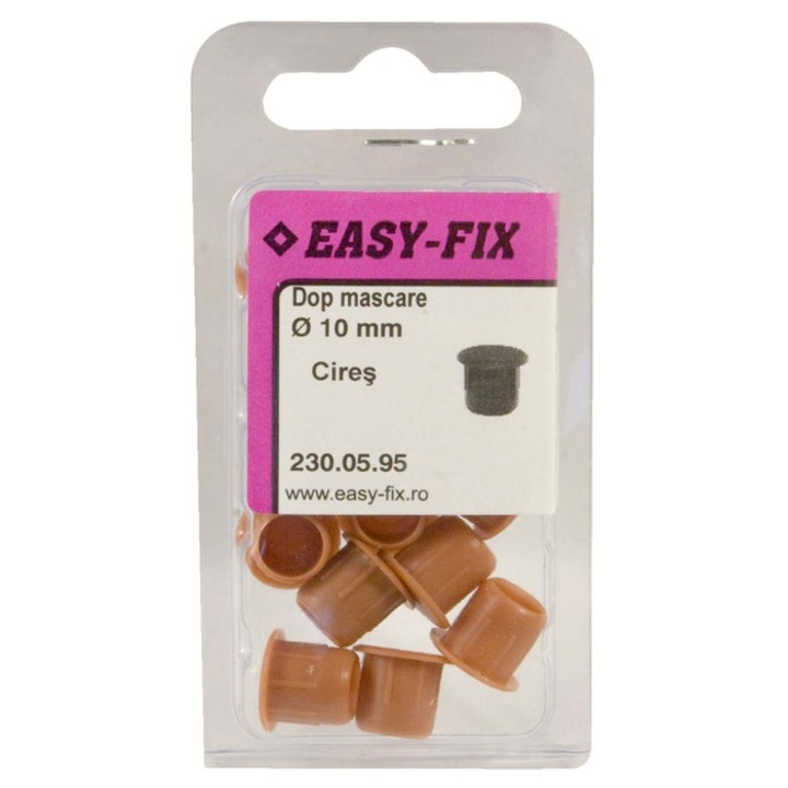 Dop plastic, pentru mascare picioare masa, 10 mm, cires, set 12 bucati