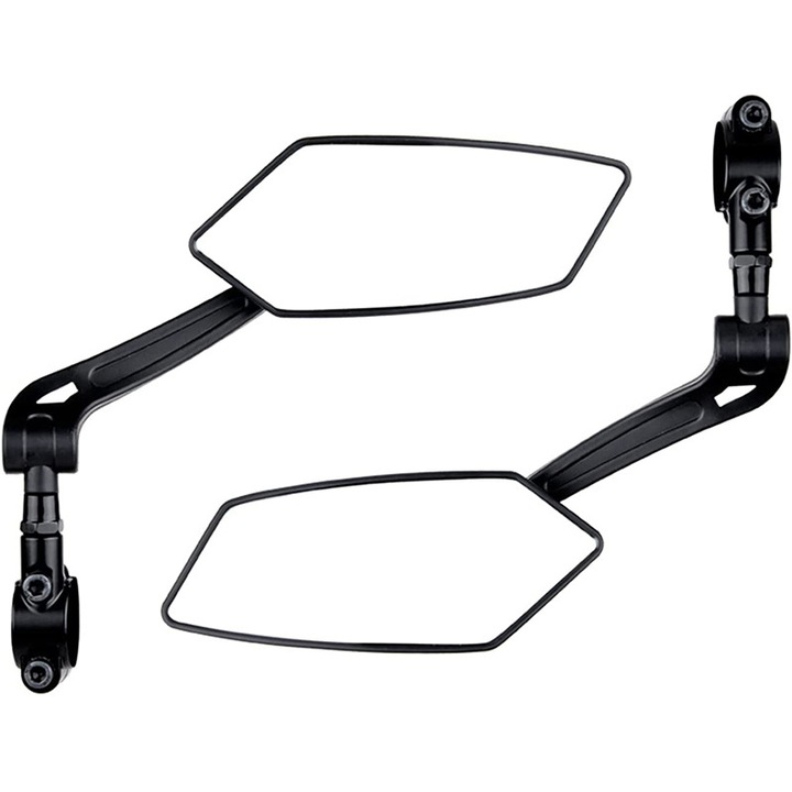 Oglinzi bicicleta set 2 bucati, BOMSTOM, ajustabile 360°, pentru ghidon 22-25mm, negru