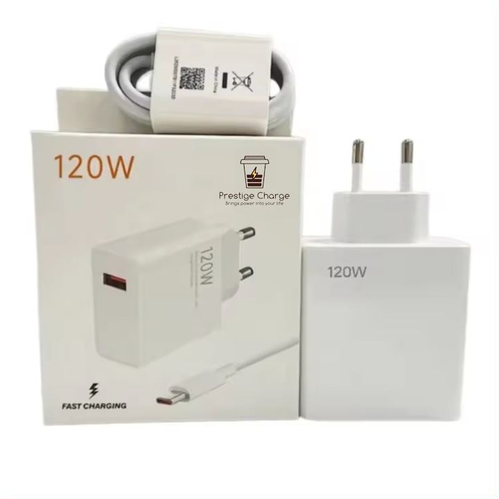 Töltő TurboCharge 120W, PRESTIGE CHARGE®, Xiaomihoz, RedMi mellékelve 6A kábel, USB-USB-C, adatátvitel és töltés TurboCharge 120W, 1m