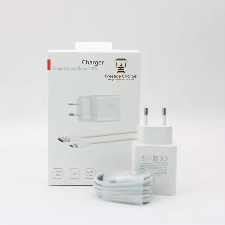 SuperCharge 40W зарядно устройство, PRESTIGE CHARGE®, за Huawei, Honor включително 5A кабел, USB към USB-C, пренос на данни и зареждане SuperCharge 55W, 1m