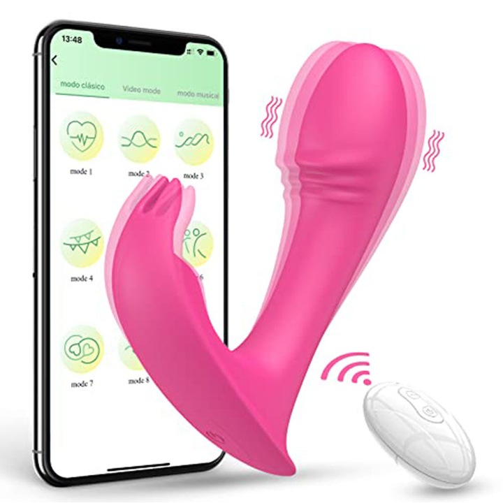 Majurphy hordozható bugyi vibrátor, szexjátékok, távirányítós behelyezhető vibrátor, kétmotoros Clitoris G Spot stimulátor, 10 frekvenciás vibráció, vízálló, szilikon + ABS, piros