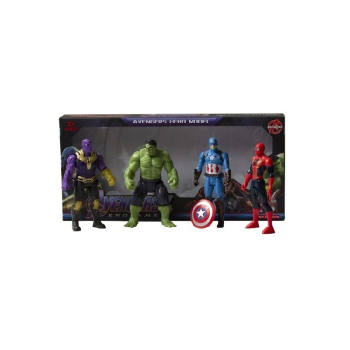 Комплект от 4 фигурки на супергерои Avengers Marvel, Hulk, Thanos, SpiderMan, Captain America PICCGROVE®