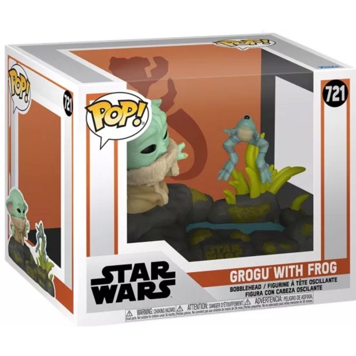 Фигурка Pop Star Wars: Grogu with Frog Bobblehead, Многоцветен, 11.4 cm