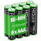 Baterii reincarcabile HiQuick® AAA 8 buc, acumulatori Ni-MH de 1100 mAh 1.2 V, incarcare rapida si durata de viata indelungata