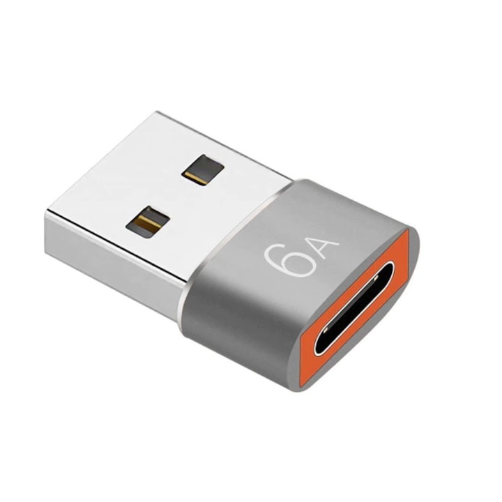 OTG adapter, USB-apa / Type-C anya, 60 W, szürke, Dactylon®
