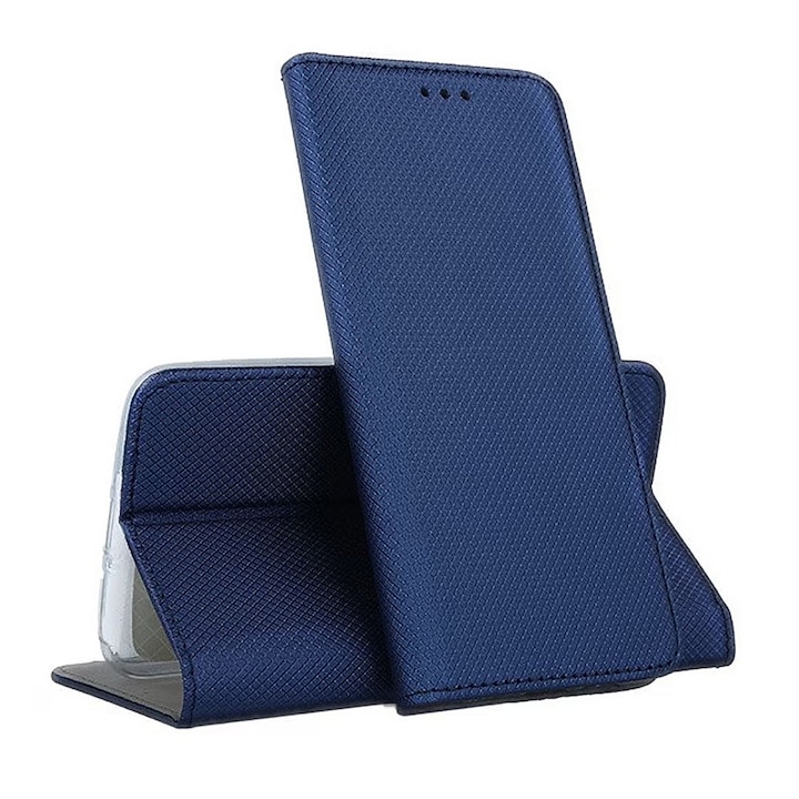 Samsung Galaxy S25+ / S25 Plus kompatibilis bőr kihajtható tok, textúra kialakítás, mágneses záródású Optim Protect, intelligens lágy zárás, könyvtípus, pénztárca zseb, kék