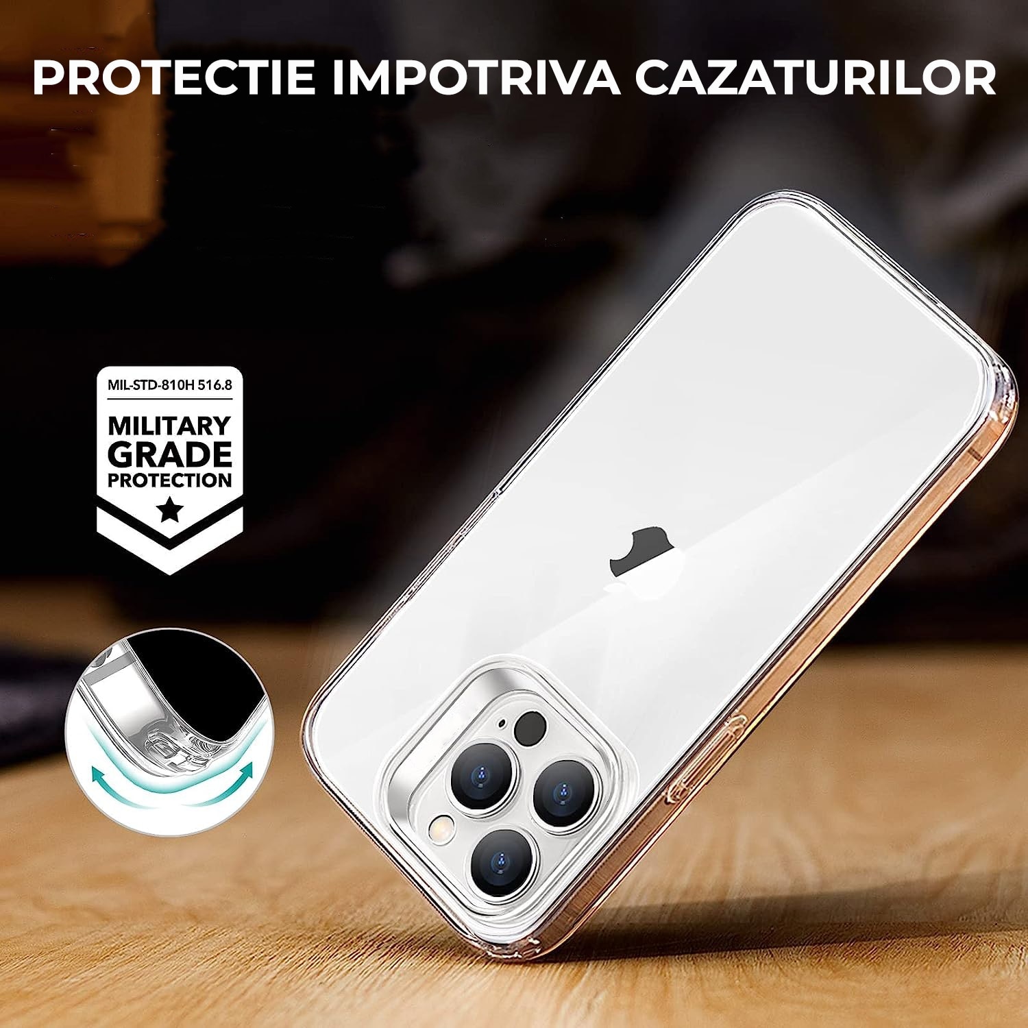 Husa pentru Iphone 16 Pro Daden®, Clear Silicone, Protectie Superioara, Anti-ingalbenire, Transparent