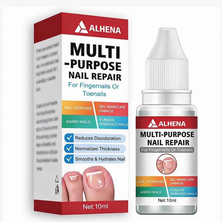 Solutie De Reparare a Unghiilor, Alhena® Envisha, Antifungica, Lotiune Organica, Formula Naturala, Efect Regenerant, Hidratanta, Non-Iritanta, Usor De Aplicat, Absorbtie Rapida, Rezistenta Indelungata, 10 ml, Transparent