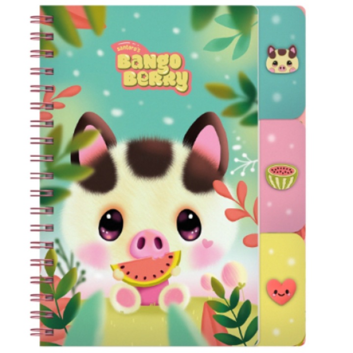 Carnet Bangoberry Piggy Pig, spirala, 20,5 x 25 x 1,5 cm