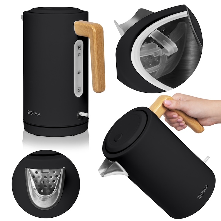Ceainic electric din sticla de 1, 7 l cu control al temperaturii, LED, 40–100 °C, Adler AD 1305 WS alb