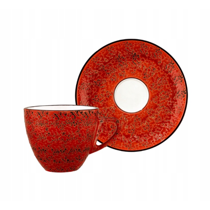 Porcelán, vörös, kávés, teás csésze, 300 ml és Wilmax England 15 cm-es tányér