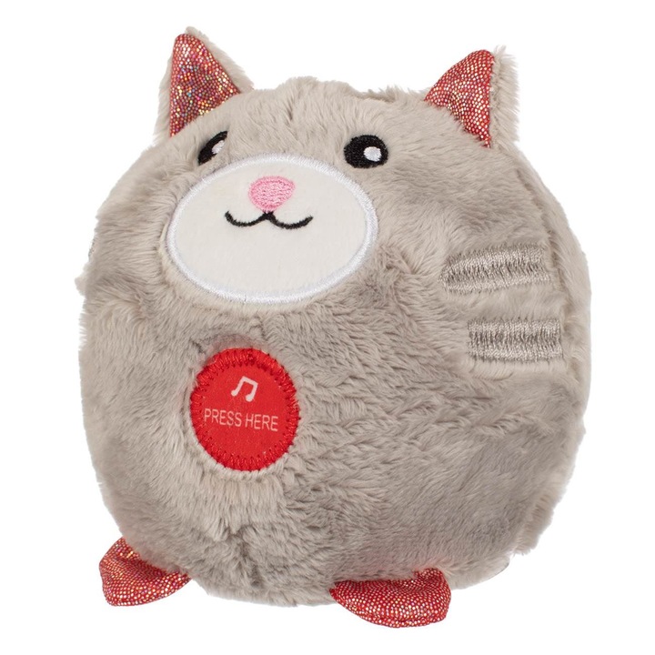 Plüss macska, 17 cm, szürke