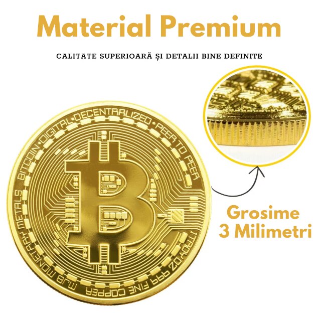Bitcoin gyűjthető érme, fém jelvény, aranyszín, 40 mm - eMAG.hu