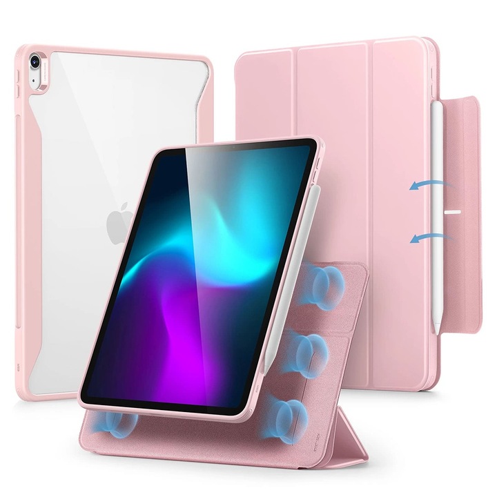Калъф за iPad Air 13 2024, ru iPad Air 13 - ESR Rebound Hybrid, W62, Поликарбонат, Розов