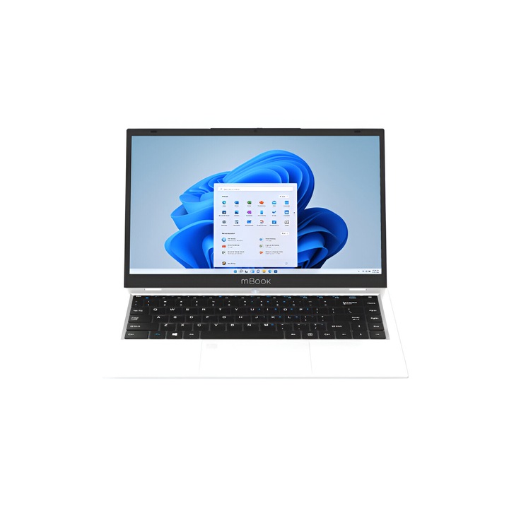 Laptop Maxcom Office mBook14 Lite cu procesor Intel® Celeron® N4020 4M Cache pana la 2.80 GHz, ecran 14”, 1366×768, 4GB, SSD 128 GB, Intel UHD 600, Windows 11 Home, alb