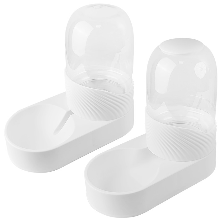 Set fantana automata pentru baut, MEEQIAO, 3.8L, pentru pisici/caini, detasabil si lavabil, culoare alba