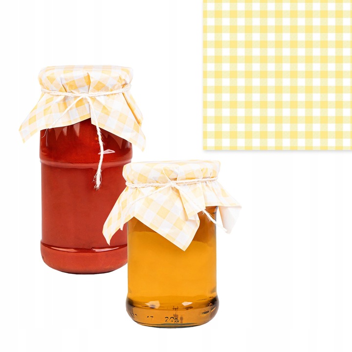 Set Capisoane Pentru Borcane, Superbutelki, Servetele Imprimate Pe Hartie Rezistenta, Elemente Decorative Pentru Conserve Si Cadouri Lucrate Manual, Pentru Depozitare In Camara Si Frigider, 140 x 140 mm, Multicolore, 50 Buc