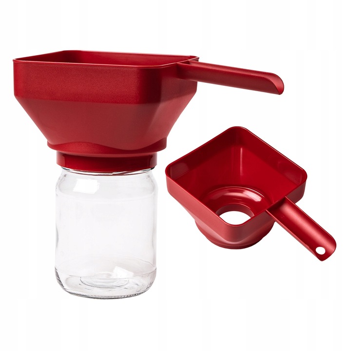 Palnie Din Plastic Pentru Borcane, Superbutelki, Diametrul Orificiului De La 52 mm La 85 mm, Intrare Si Iesire Larga, Turnare Precisa Fara Varsare, Nu Absoarbe Mirosurile, Se Poate Spala Manual Sau In Masina De Spalat Vase, 20.5 x 12.5 x 9 cm, Rosu