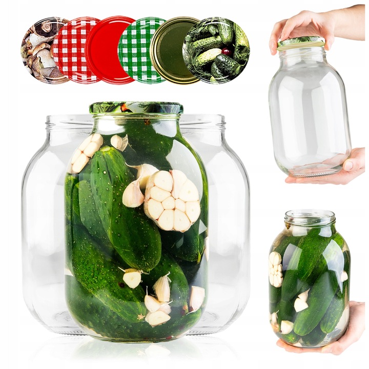 Set De Borcane Din Sticla, SuperButelki, Sticla, 2000 ml, Pentru Prepararea Conservelor de Casa, Etanse, Durabile si Rezistente, 21 x 13 x 13 cm, Multicolor, 8 Buc