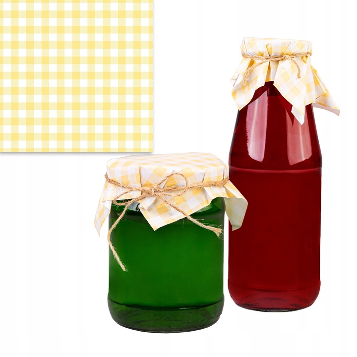 Capace din Hartie pentru Borcane, SuperButelki, Servetele Dimensiune Universala, Carouri Clasice, Pentru Decorarea Conservelor si Dulceturilor, Executie Estetica, Durabile si Rezistente, Multicolor, 10 bucati