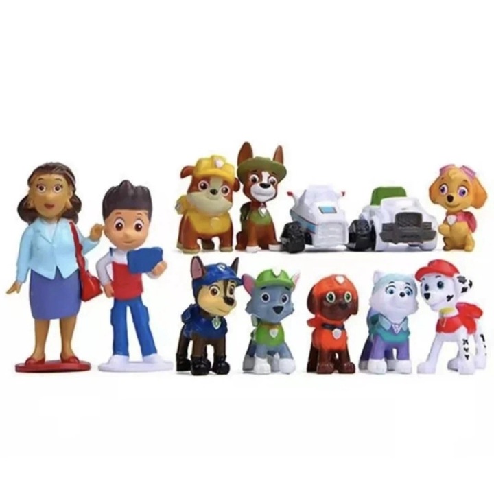 Set 12 Figurine Patrula Catelusilor, Paw Patrol, Tnagora®, 2-8 cm