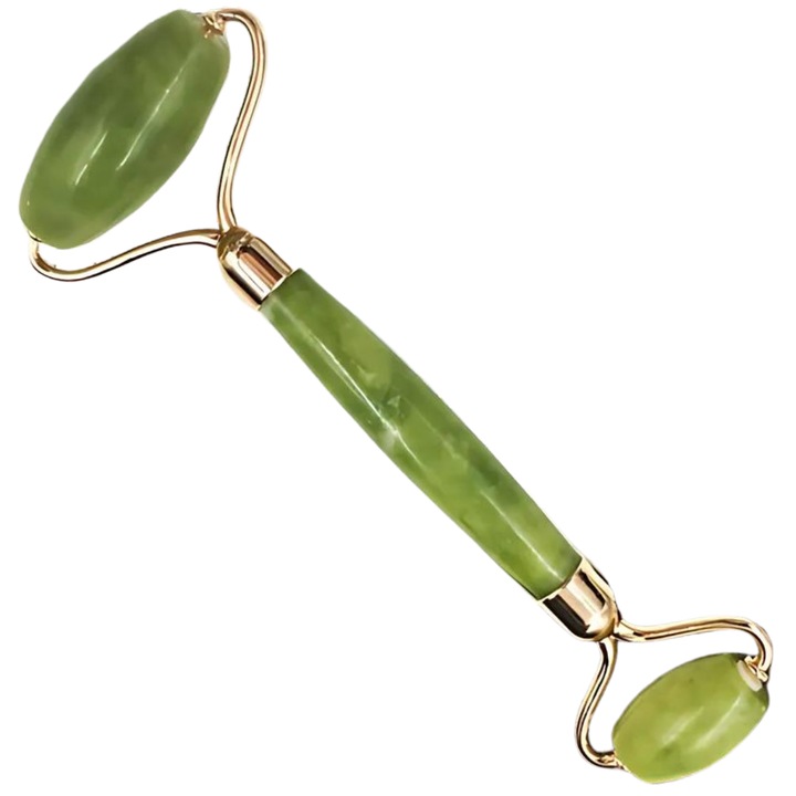 Ролер S DEPOT®, Нефрит, за масаж на лице и тяло, зелен