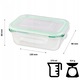 Set caserole compartimentate din sticla, 4 piese, 1520/1050/640/370 ml, inchidere ermetica, lavabile in masina de spalat vase, potrivite pentru cuptorul cu microunde si congelator, transparent