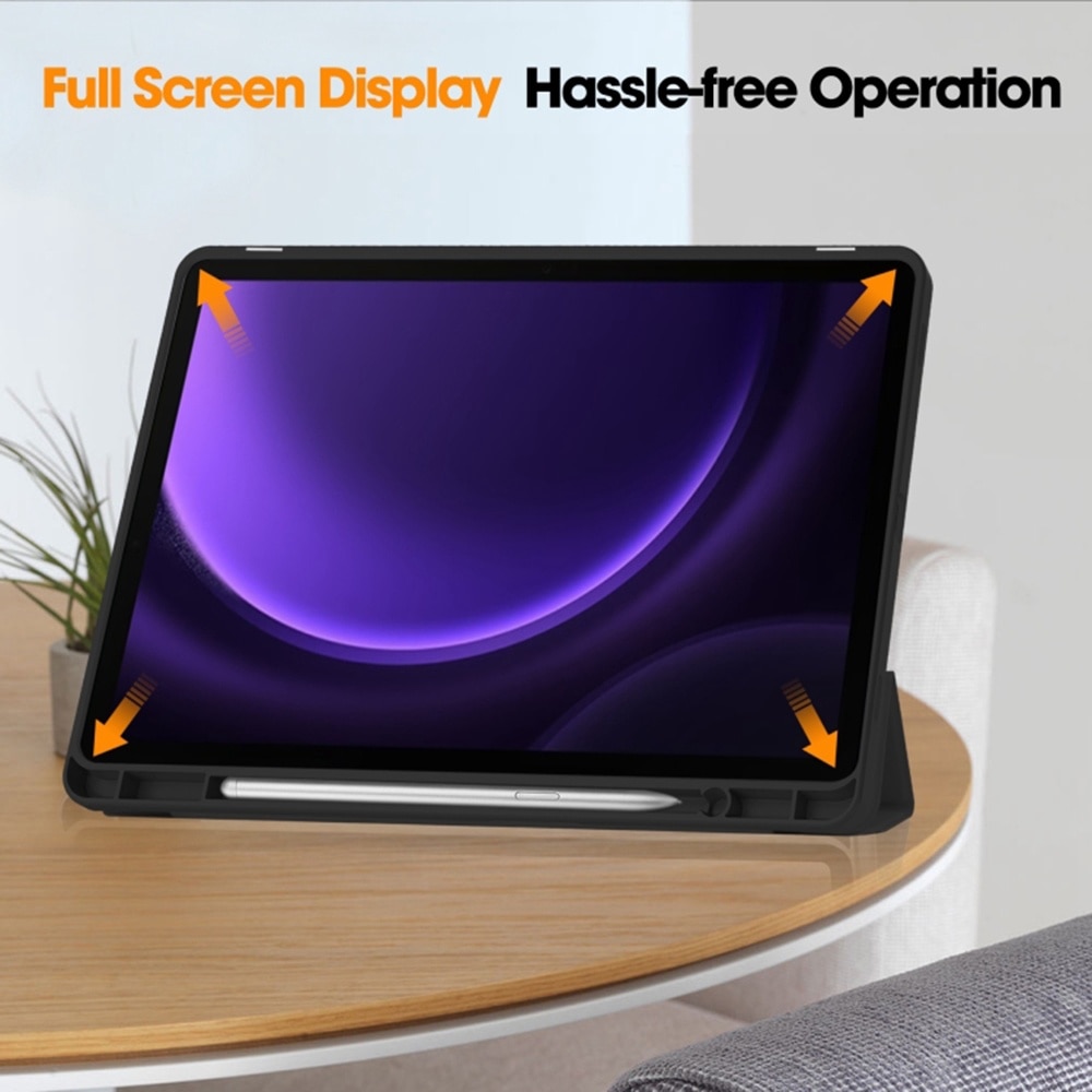 Husa pentru Samsung Galaxy Tab S9 / S9 FE usoara si subtire cu functie wake-up/sleep si compartiment pentru stylus tip stand - albastru